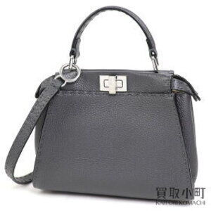 Fendi PEEKABOO Gray Selleria Bag Asphalt Roman Twist Crossbody